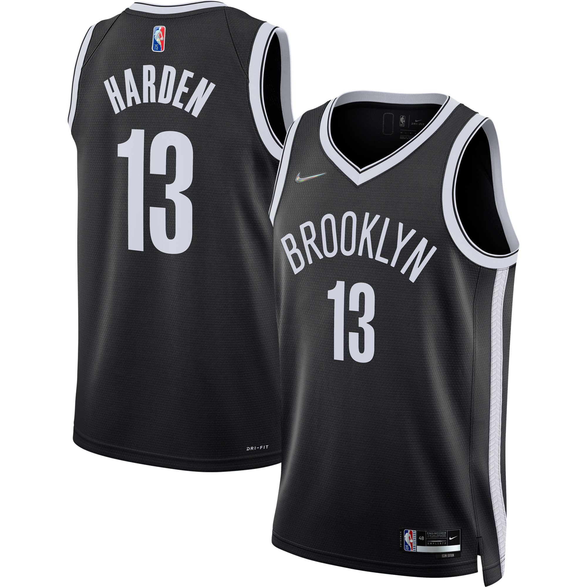Men's Nike James Harden Black Brooklyn Nets 2021/22 Diamond Swingman Jersey - Icon Edition