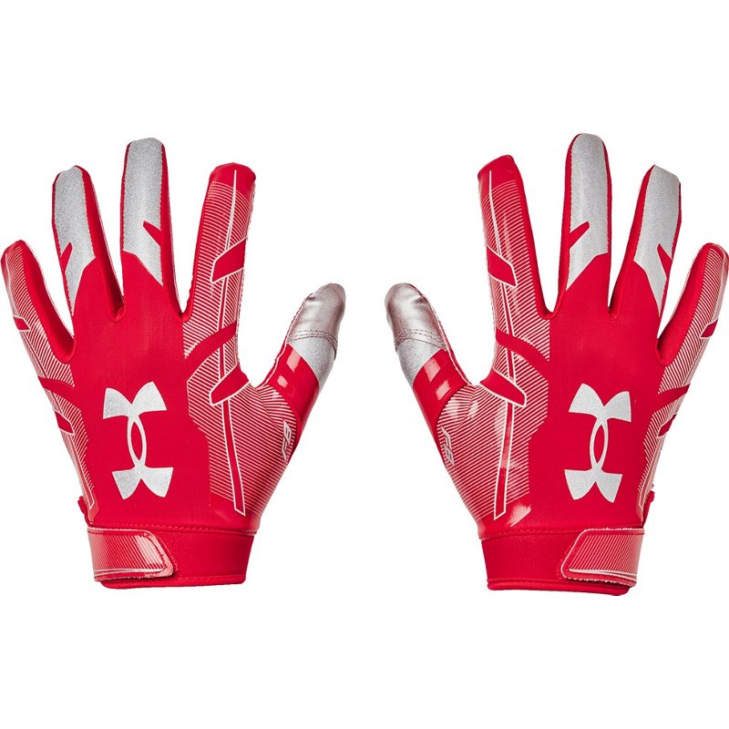 Under Armour Adults' F8 Football Gloves Red/Silver, Small - Football Equipment at Academy Sports