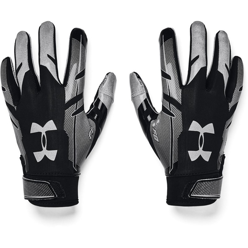 Under Armour Kids' Pee Wee F8 Football Gloves Black/Silver - Football Equipment at Academy Sports