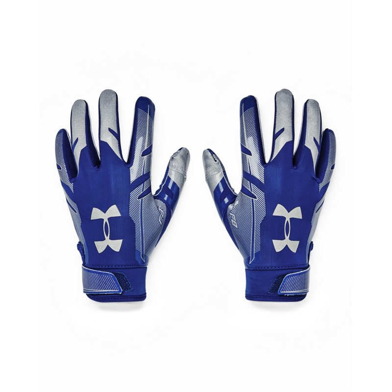 Under Armour Kids' Pee Wee F8 Football Gloves Blue/Silver - Football Equipment at Academy Sports