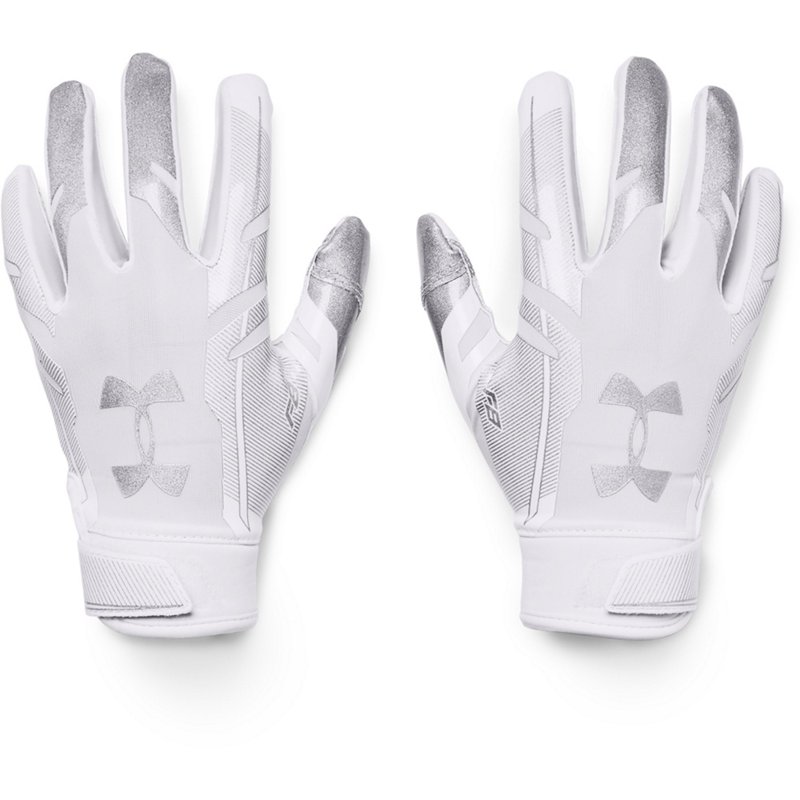 Under Armour Kids' Pee Wee F8 Football Gloves White/Silver - Football Equipment at Academy Sports
